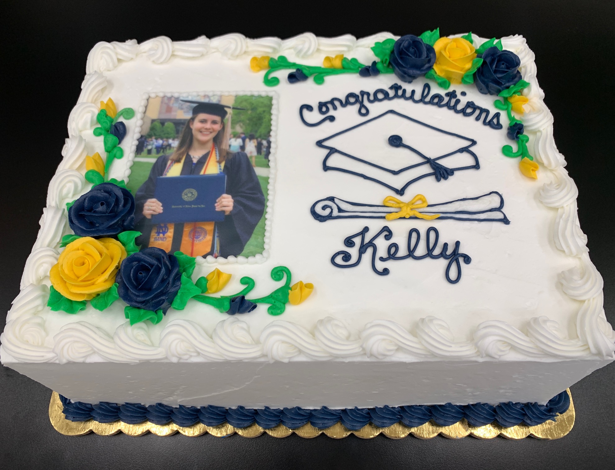 Blue Graduation Cap Cut Out Cake